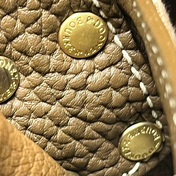 Vintage Y2K Dooney & Bourke Brown & Tan Signature Logo Canvas & Leather Hobo Bag - Picture 10 of 12
